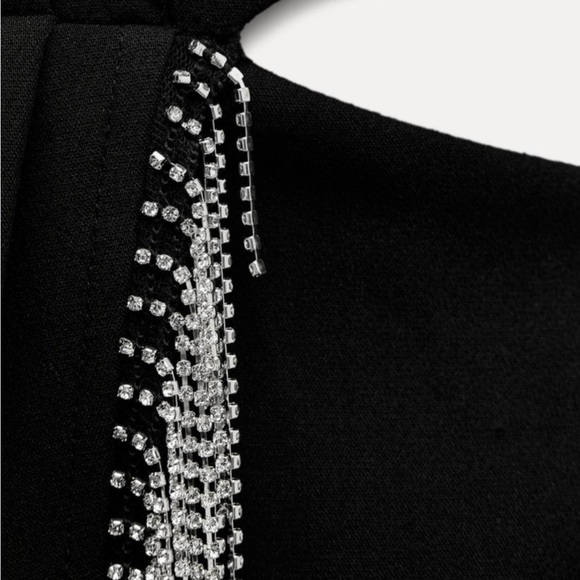 ZARA Cut Out Beaded Jumpsuit in Black Size Medium New With Tags | 0023/536/800 - Picture 7 of 12